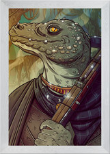 Listing image for Lizard Man Hunter Framed Wall Art Poster Canvas Print Picture