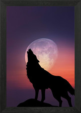Listing image for Wolf Silhouette Framed Wall Art Poster Canvas Print Picture
