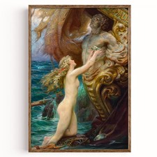 Listing image for H J Draper A Deep Sea Idyll Pre Raphaelite Art Print Vintage Mermaid Wall Decor