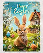 Listing image for Happy Easter Bunny Eggs Metal Poster Wall Tin Sign Man Cave Shed Home Plaque