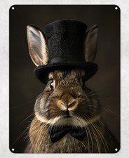 Listing image for Noble Bunny Rabbit Top Hat Metal Poster Wall Sign Man Cave Shed Bar Home Plaque
