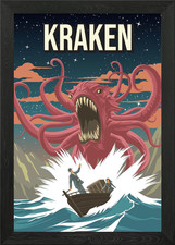 Listing image for Kraken Cryptid Folklore Monster Art Framed Wall Art Poster Canvas Print Picture