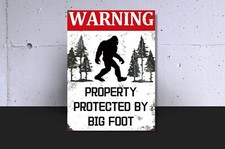 Listing image for Funny Metal Aluminium Sign "WARNING BIGFOOT" Plaque For Workshop, Garage , Den