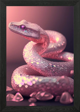 Listing image for Pink Snake Splash Framed Wall Art Poster Canvas Print Picture