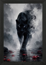 Listing image for Mystical Black Panther in Smoky Fore Framed Wall Art Poster Canvas Print Picture