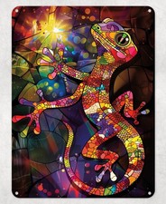 Listing image for Gecko Lizard Stainglass Metal Poster Wall Sign Man Cave Bar Bedroom Home Kitchen