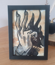 Listing image for Traditional Tattoo Style Shadow Monster Hand Painted 5x7 Framed Wall Decor