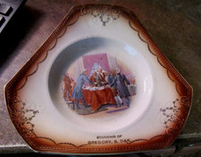 Listing image for Antique Souvenir Advertising Plate Signing Constitution Gregory South Dakota