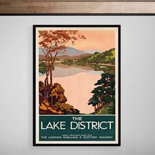 Listing image for Lake District Derwentwater Lakeland Travel Tourism Print Poster Vintage Art Deco