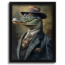 Listing image for Alligator In A Suit Art Print Retro Animal Wall Art Vintage Illustration Art