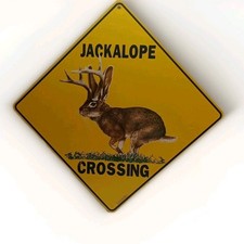 Listing image for Jackalope Crossing Sign Plaque 12"x12" Metal Garage Bar Crosswalk Collectible