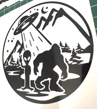 Listing image for 1x Alien Bigfoot Decal Vinyl Sticker Bumper Camper Car Van Window 5x5inch Black