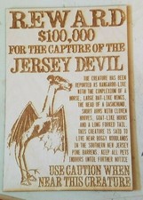 Listing image for Jersey Devil Wanted Poster On Wood