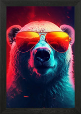 Listing image for Cool California Polar Bear Framed Wall Art Poster Canvas Print Picture