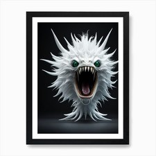 Listing image for White Monster Art Print Framed Wall Art Poster Canvas Print Picture