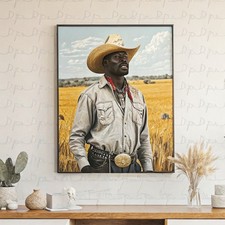 Listing image for Black Cowboy Vintage Wall Man Retro Poster Wild West African Western Rodeo Home