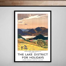 Listing image for Derwentwater from Keswick Hill Lake District Railway Travel Print Poster Vintage