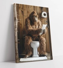 Listing image for BIGFOOT SITTING ON A TOILET BATHROOM DECOR CANVAS WALL ART PICTURE PRINT