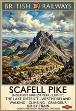 Listing image for British Travel Poster Print A3 Scafell Pike the Lake District