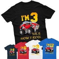 Listing image for This Is How I Roll Monster Truck T-Shirt Children Personalised Birthday Boy Xmas