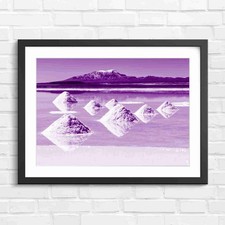 Listing image for Pyramid Salt Mounds Lake Reflection Purple Framed Wall Art Print Large Picture